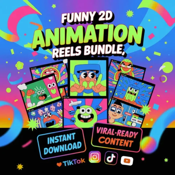 500+ 2D Animation Funny Cartoon Reels Bundle